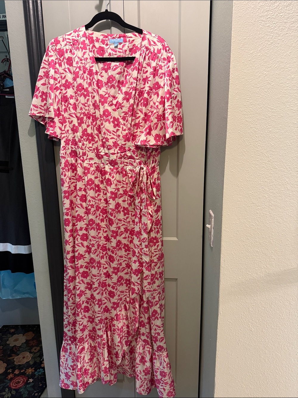 Draper James Pink Floral Wrap Maxi Dress
